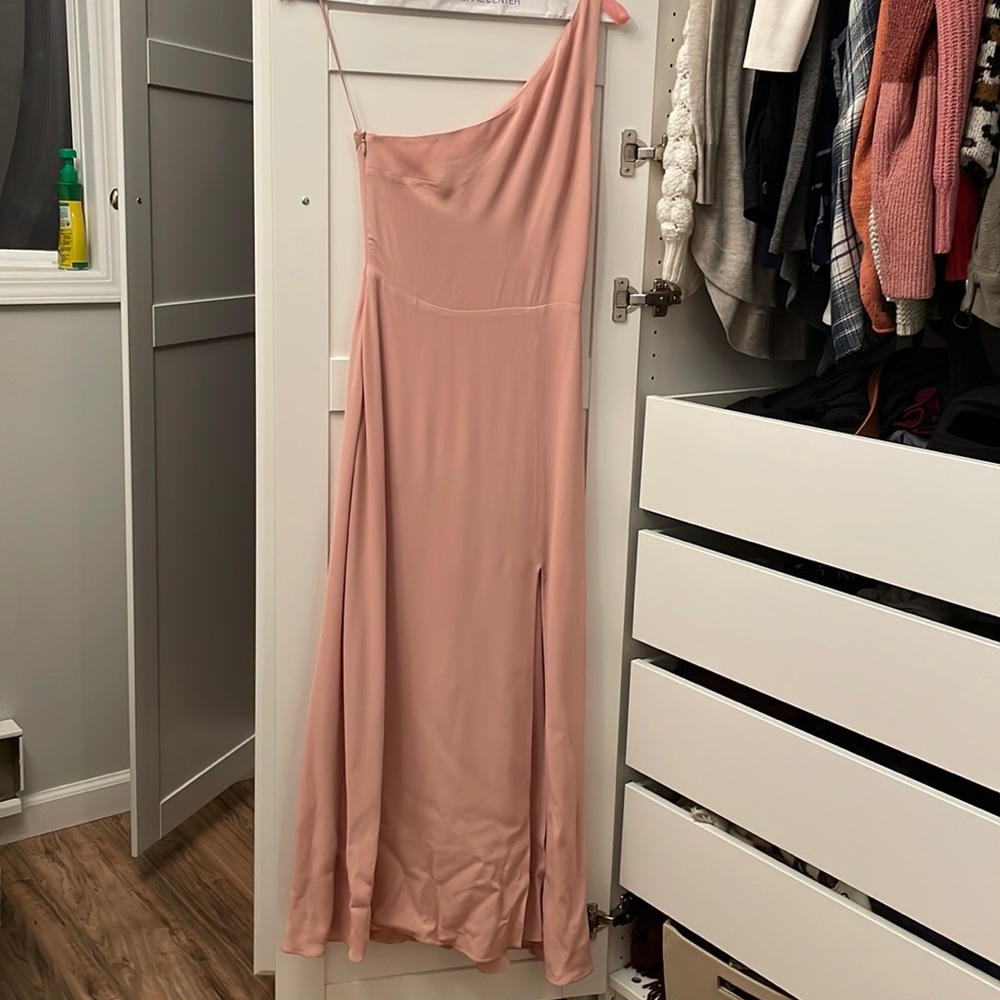 Reformation Evelyn Blush Bridesmaid Dress